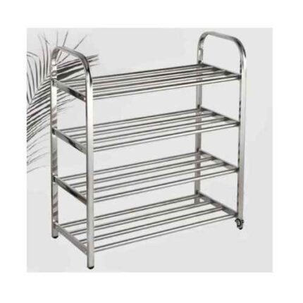 4 Layer Metallic Shoe Rack – Stainless Steel