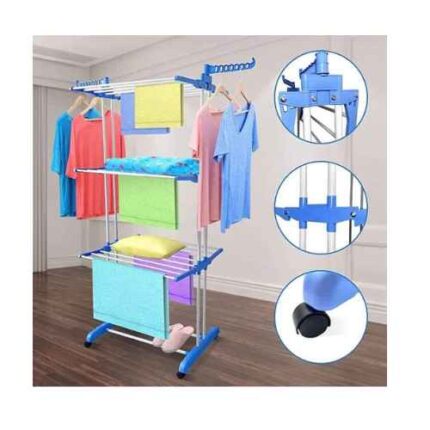 Indoor/Outdoor 3 Layer Movable Clothes Drying Rack
