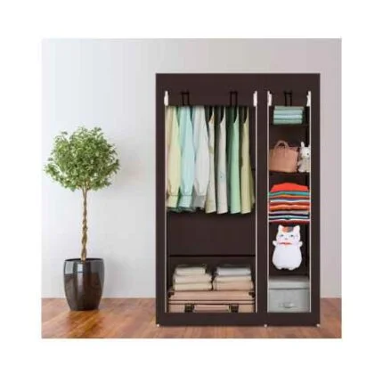 Elegant 2 Column Wooden Frame Wardrobe