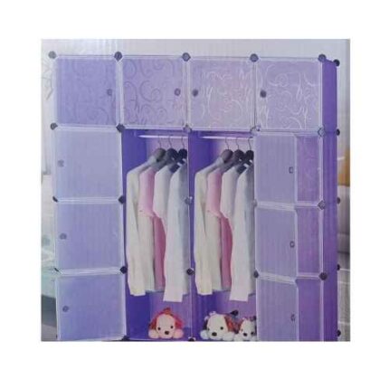 Elegant 4 Column Plastic Wardrobe - Purple