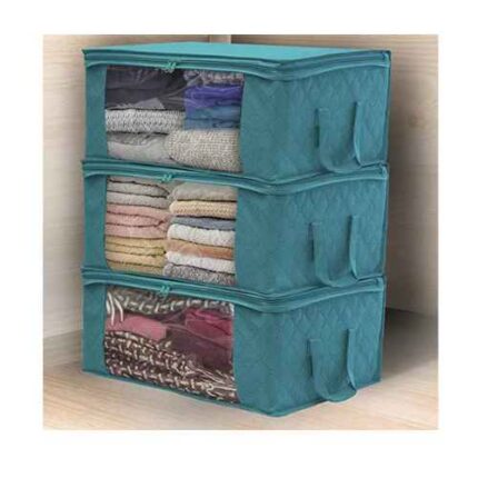 3pcs Medium Quilt Cloth Organizer Bags – Space-Saving Storage