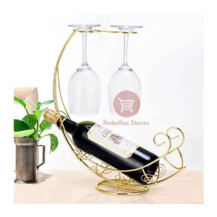 Stylish Wine Holder Stand for 1 Bottle and 2 Glasses