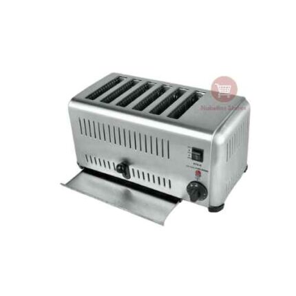 Commercial 6-Slice Bread Toaster with Timer - Stainless Steel