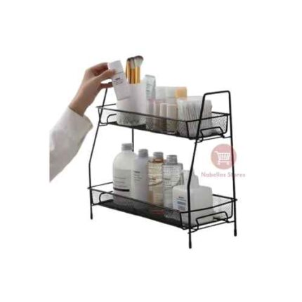 Metal Double Shelf Organizer for Bathroom, Kitchen, Office, or Bedroom