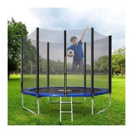 8FT Outdoor Trampoline with Safety Enclosure, Netting, and Ladder