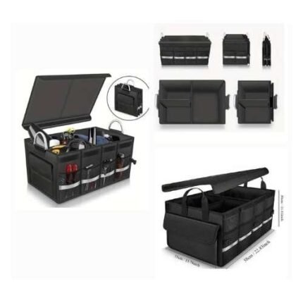 Large Capacity Foldable Car Boot Organizer With Lid And Pockets - Car Trunk Storage