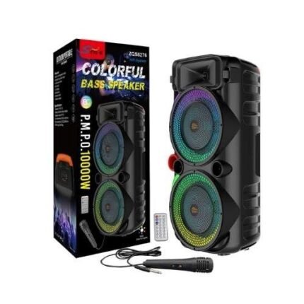 Sing-e ZQS8276 8-Inch Portable Bluetooth Speaker With Dual Woofers, Microphone And Remote