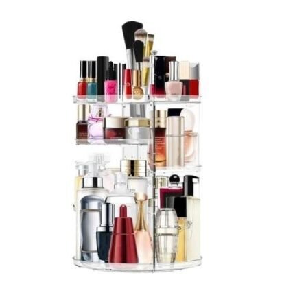 Large Capacity 360 Rotating Makeup Organizer, Adjustable Cosmetic Carousel