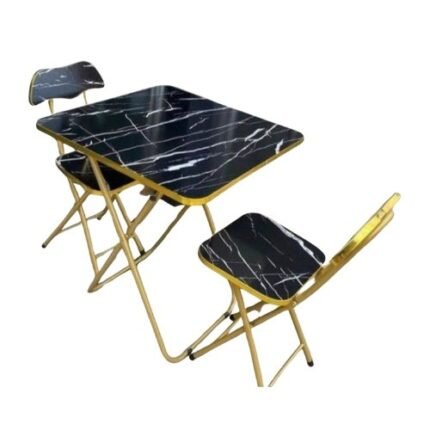 Foldable Marble-Look Reading Table with 2 Chairs