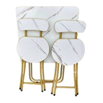 Foldable Marble-Look Reading and Dining Table with 2 Chairs