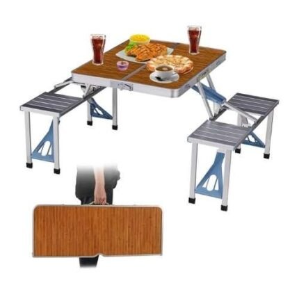 Portable Folding Picnic Table with Chairs And Adjustable Legs