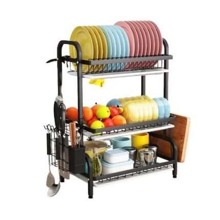 3-Tier Kitchen Dish Drying Rack with Drain Trays And Anti-Slip Base