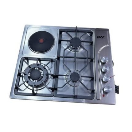 Digiwave 60cm Built-in Gas and Electric Hob, 3 Gas Burners, 1 Electric Plate