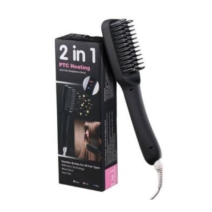 2-in-1 Ionic Hair Straightener Brush And Hot Comb With PTC Heating