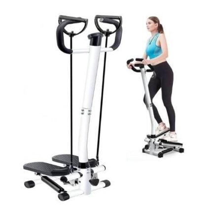 Mini Stepper With Handlebar And LCD Monitor - Hydraulic Fitness Stepper With Adjustable Resistance Bands