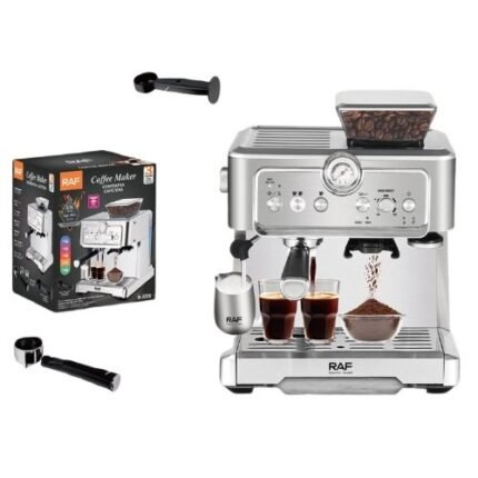RAF R.0205 Coffee Machine 15 Bar Espresso Maker With Built-in Grinder – 2.3L Tank, 1350W