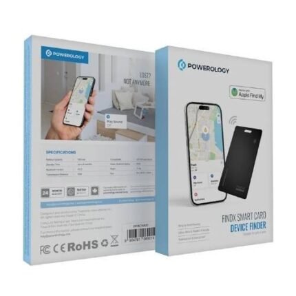 Powerology FindX Smart Card Device Finder - Apple Find My Compatible, Waterproof Bluetooth Tracker