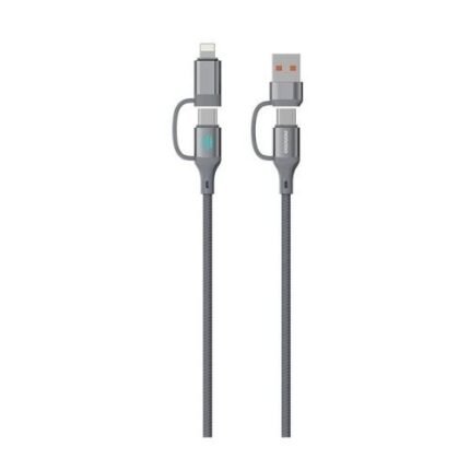 Porodo 4-in-1 Braided High-Speed Charging Cable USB-C/USB-A to Lightning/Type-C, 240W Fast Charge And Universal