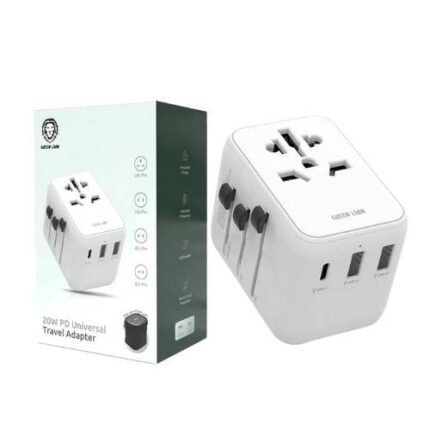 Green Lion 20W PD Universal Travel Adapter US/UK/AU/EU Plugs 2 USB-A + USB-C