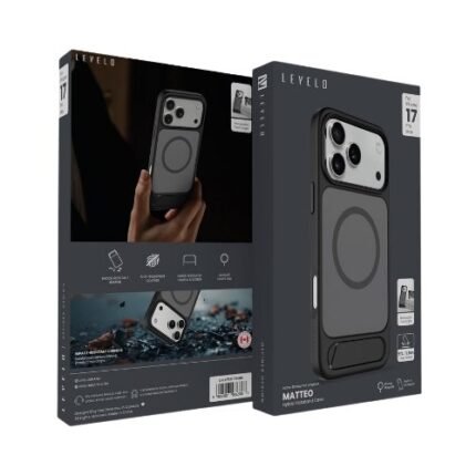Levelo Matteo Case With Bottom Stand Grip for iPhone 17 Pro Max – MagSafe Compatible, Anti-Fingerprint, Shockproof