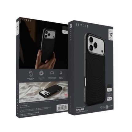 Levelo Spirale Leather Case For iPhone 17 Pro Max – MagSafe Compatible, Spiral Design, Aluminum Frame