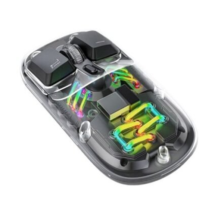 Porodo Transparent Dual-Mode Wireless Mouse With RGB Lights, Magnetic Cover And Adjustable DPI