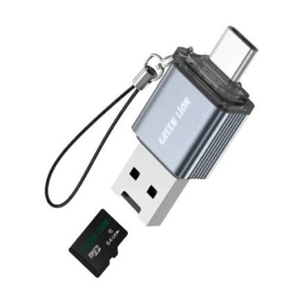 Green Lion 2-in-1 Micro SD Card Reader USB-C | Supports 2TB TF Cards, 480Mbps | For iPhone, Android, Laptop