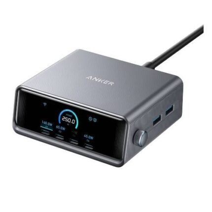 Anker Prime Charger 250W GaN Prime 6-Port Fast Charging Station - LCD Display, Compatible With MacBook Pro, iPhone 16/15