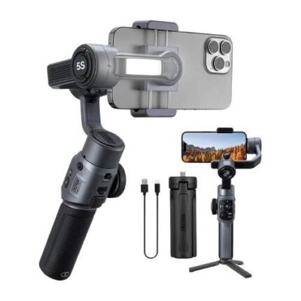Zhiyun Smooth 5S 3-Axis Phone Gimbal – AI Face Tracking, Built-in Fill Light, Smartphone Stabilizer
