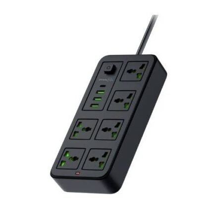 Porodo Blue 6 Universal Sockets Power Strip With 3x USB-A + USB-C – 3m Cable, 2000W