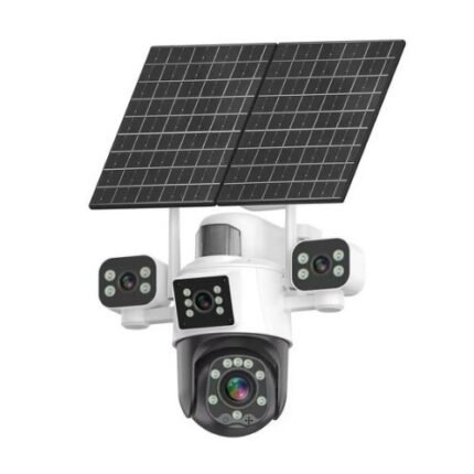 AOV 4 Lens Solar Camera 4G SIM – Outdoor PTZ CCTV, AI Human Detection, Battery Powered