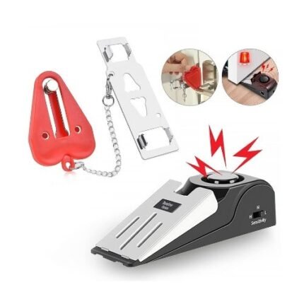 Portable Door Lock And Door Stop Alarm – Dual Security Device With 120dB Siren For Hotel, Travel And Home