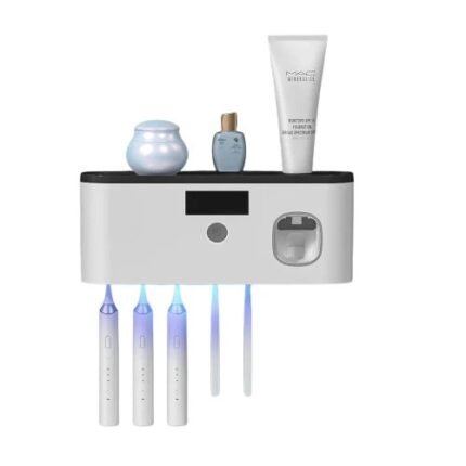 UV Toothbrush Sterilizer Wall Mounted With Toothpaste Dispenser – Multi-Function Bathroom Holder