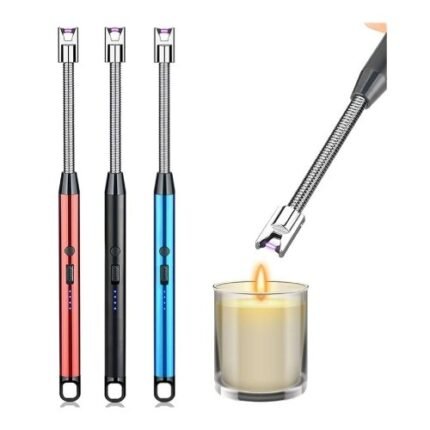 Rechargeable Electric Arc Gas Lighter USB-C Windproof Flameless With 360° Flexible Neck