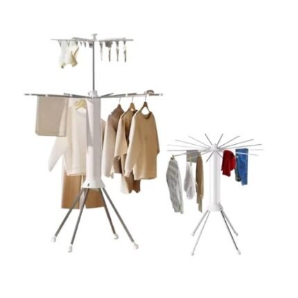 Folding Tripod Clothes Drying Rack - 6 Rotatable Hanger Arms, 3.6FT Diameter