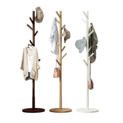 Wooden Coat Rack Stand - Stylish Tree Design Clothes Hanger And Hat Organizer