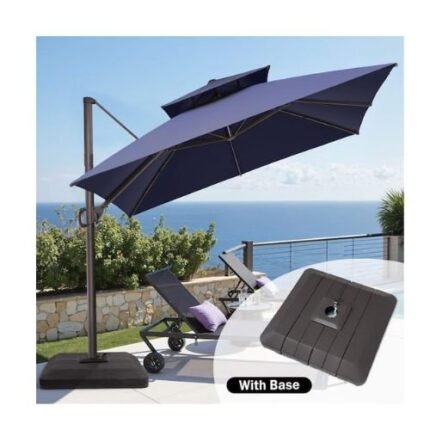 3m x 3m Cantilever Patio Umbrella – 360° Rotating Offset Outdoor With Tilt And Water Base