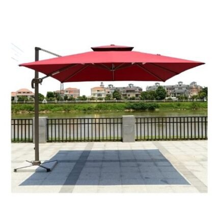 3 Metre Square Cantilever Offset Umbrella – Heavy Duty Rotating Patio Umbrella With Tilt Function
