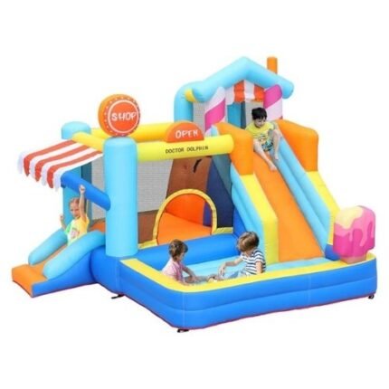 Doctor Dolphin Inflatable Bounce House With Double Slide - Jumping Castle For Kids 2-12 Years