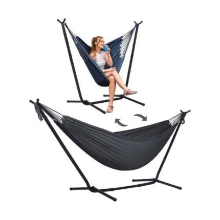 Suncreat 2-in-1 Hammock Chair With Stand – Heavy Duty 2 Person Hammock 215kg Capacity