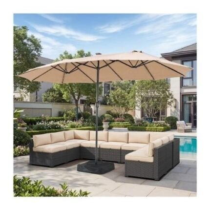 Costway 6M Outdoor Double-Sided Patio Umbrella – Rectangular Market Parasol With Water Base