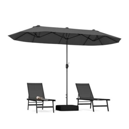 Costway 6m Extra Large Double-Sided Patio Umbrella With Water Base And Crank Handle