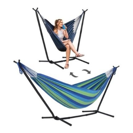 Suncreat 2-in-1 Hammock Chair With Stand – Heavy Duty 2 Person Hammock 215kg Capacity