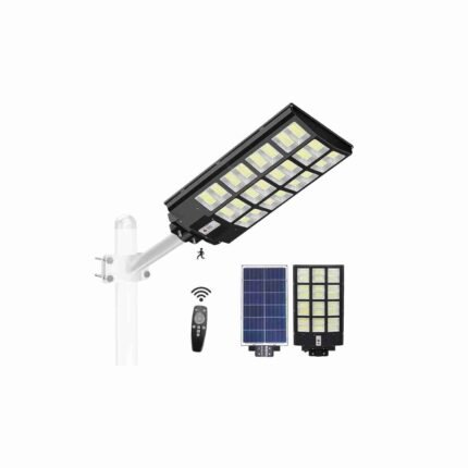 2000W Solar Street Lights Outdoor With Motion Sensor, Remote Control And Pole - IP66 Waterproof Dusk To Dawn