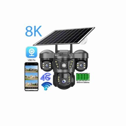 Geek Space 5G 8K Ultra HD Solar Security Camera 3 Lens 360° Outdoor Wireless CCTV Camera