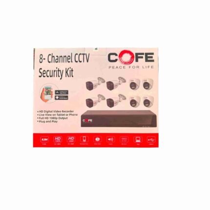 COFE 8 Channel Hybrid CCTV Kit | 4 Outdoor + 4 Indoor Cameras | Full Colour Night Vision