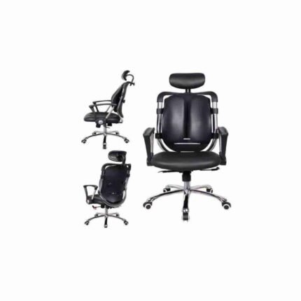 Orthopedic Dual-Backrest Ergonomic Office Chair With Lumbar Support And Headrest - Black