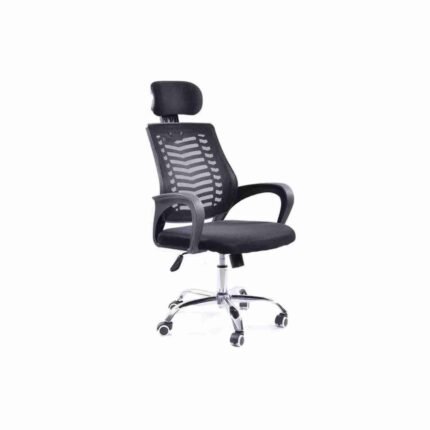 1 Ergonomic Mesh Office Chair With Headrest - Black