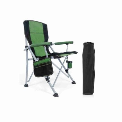 Camping And Beach Folding Chair – Side Pockets, Cup Holder, 140kg Capacity