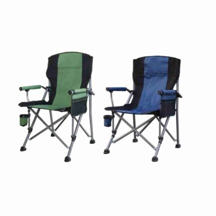 Folding Beach And Camping Chair With Padded Armrests, Cup Holder And Mesh Pockets